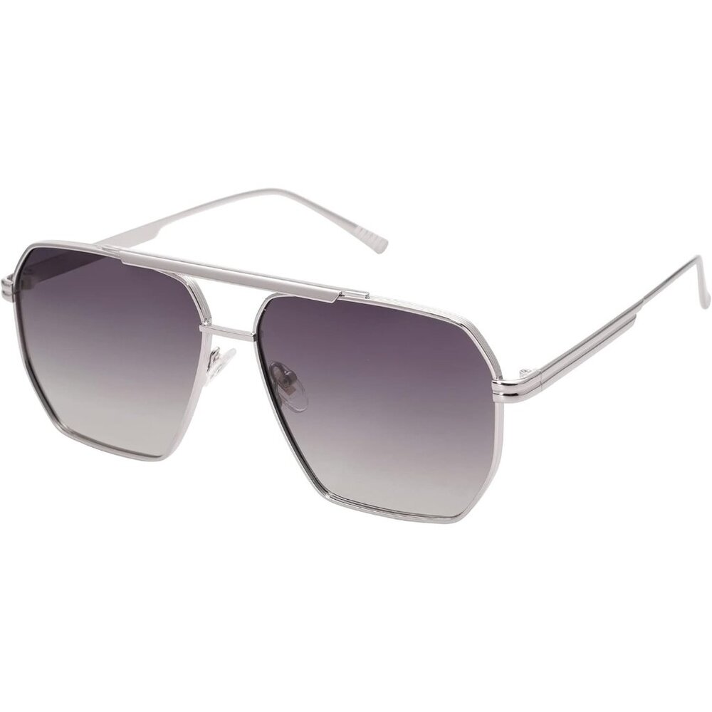Unisex Silver/Grey Oversized Square Polarized Sunglasses for Vintage Shades